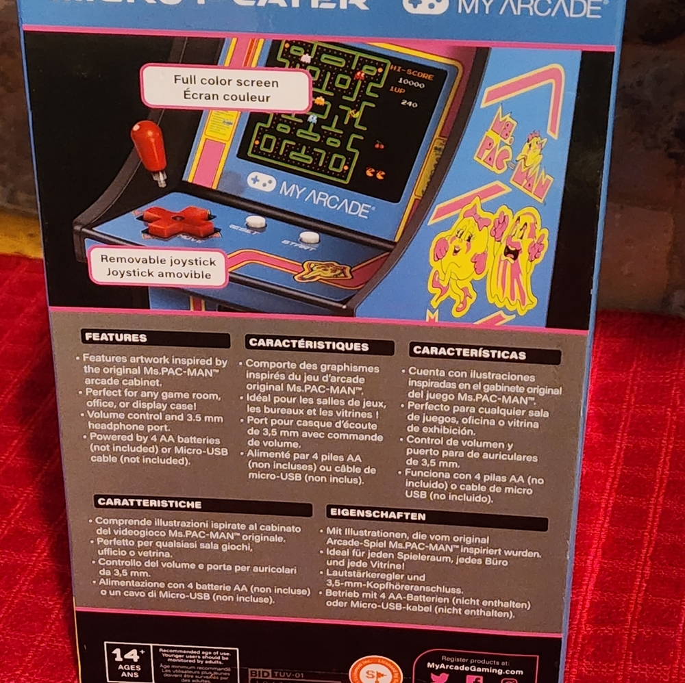 Arcade Ms. Pac-Man Mini Arcade - Yellow, Blue, Red - Picture 3 of 4